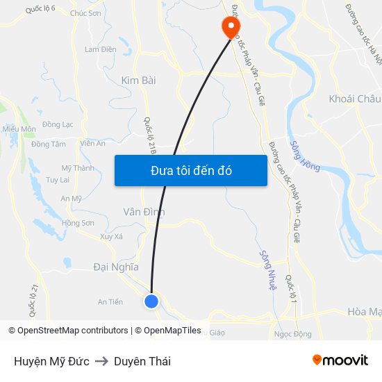 Huyện Mỹ Đức to Duyên Thái map