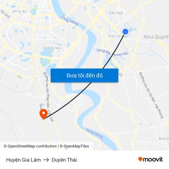 Huyện Gia Lâm to Duyên Thái map