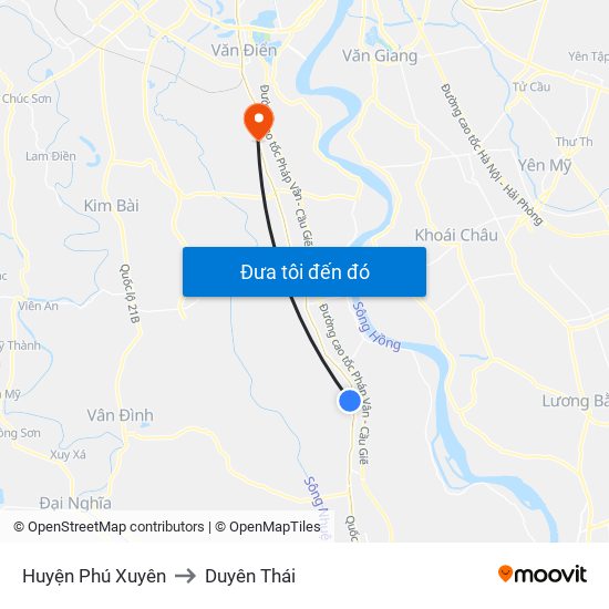 Huyện Phú Xuyên to Duyên Thái map