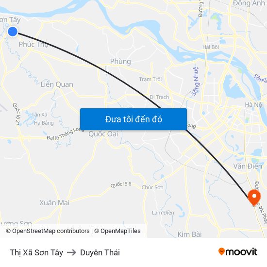 Thị Xã Sơn Tây to Duyên Thái map