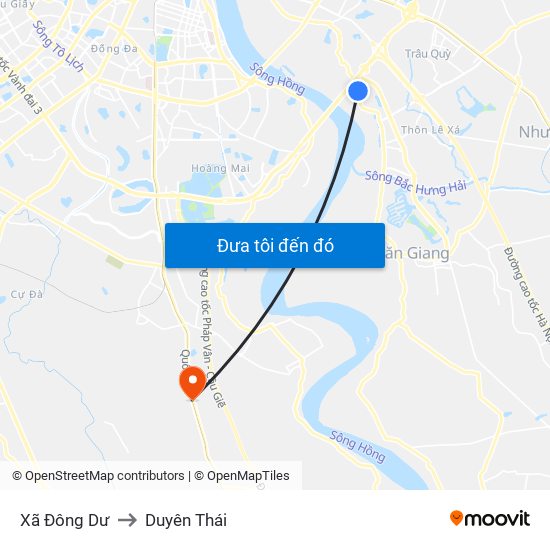 Xã Đông Dư to Duyên Thái map
