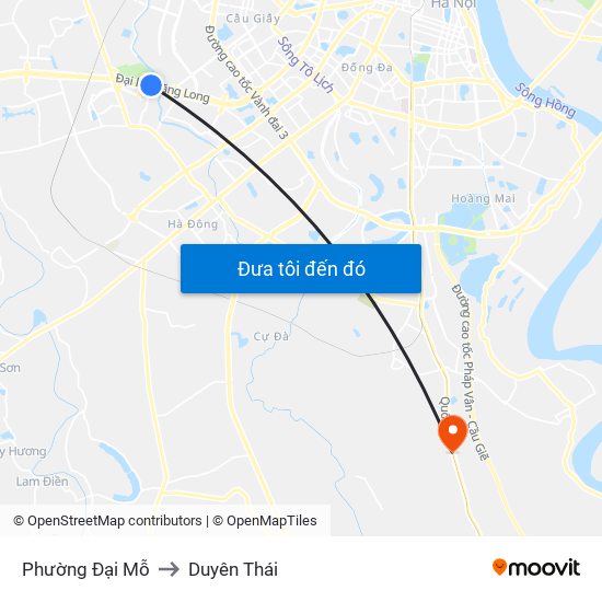 Phường Đại Mỗ to Duyên Thái map