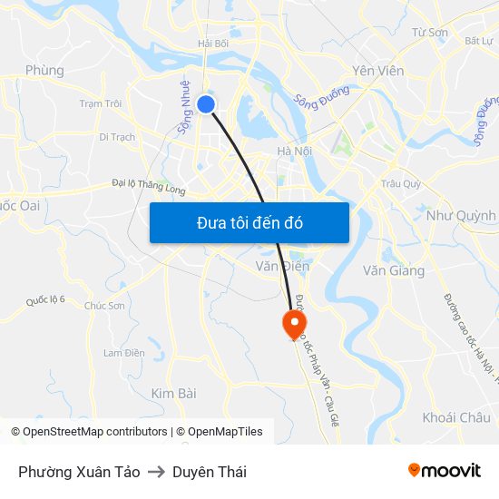 Phường Xuân Tảo to Duyên Thái map