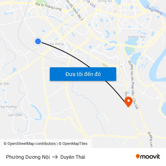 Phường Dương Nội to Duyên Thái map
