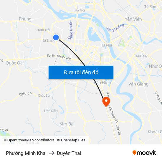 Phường Minh Khai to Duyên Thái map
