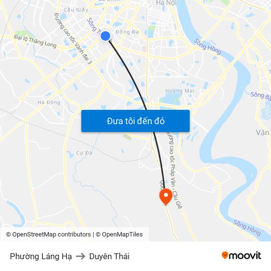 Phường Láng Hạ to Duyên Thái map