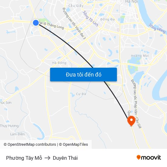 Phường Tây Mỗ to Duyên Thái map
