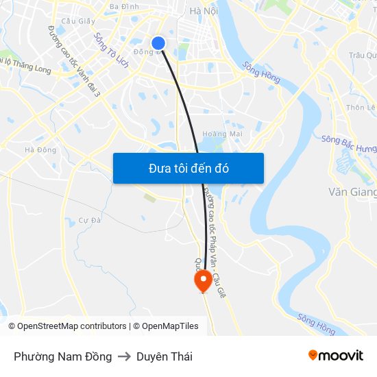 Phường Nam Đồng to Duyên Thái map