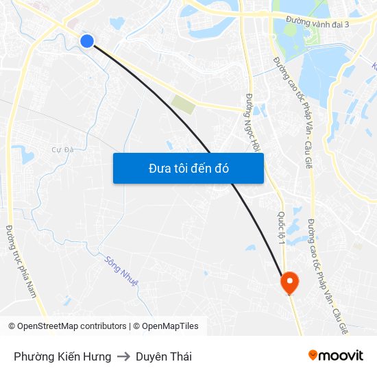 Phường Kiến Hưng to Duyên Thái map