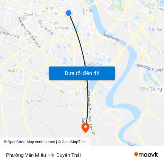 Phường Văn Miếu to Duyên Thái map