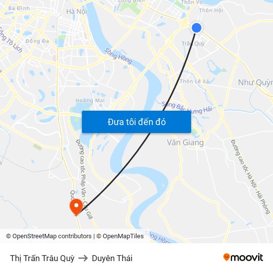 Thị Trấn Trâu Quỳ to Duyên Thái map