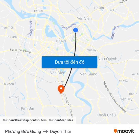 Phường Đức Giang to Duyên Thái map