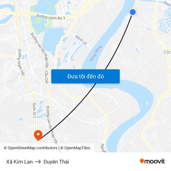 Xã Kim Lan to Duyên Thái map
