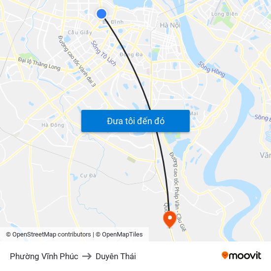 Phường Vĩnh Phúc to Duyên Thái map