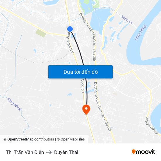 Thị Trấn Văn Điển to Duyên Thái map