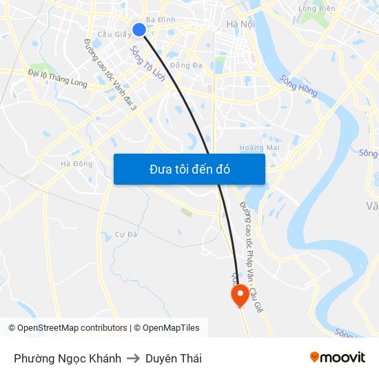 Phường Ngọc Khánh to Duyên Thái map