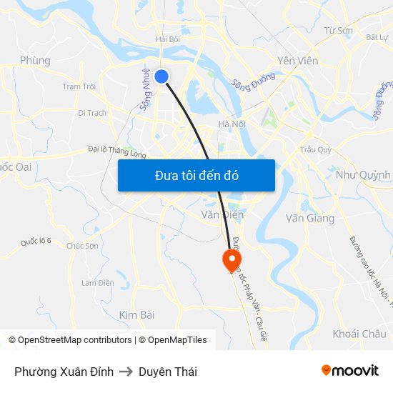 Phường Xuân Đỉnh to Duyên Thái map
