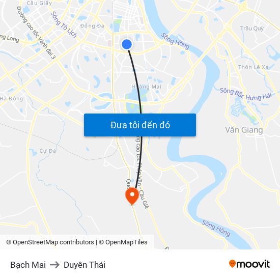 Bạch Mai to Duyên Thái map