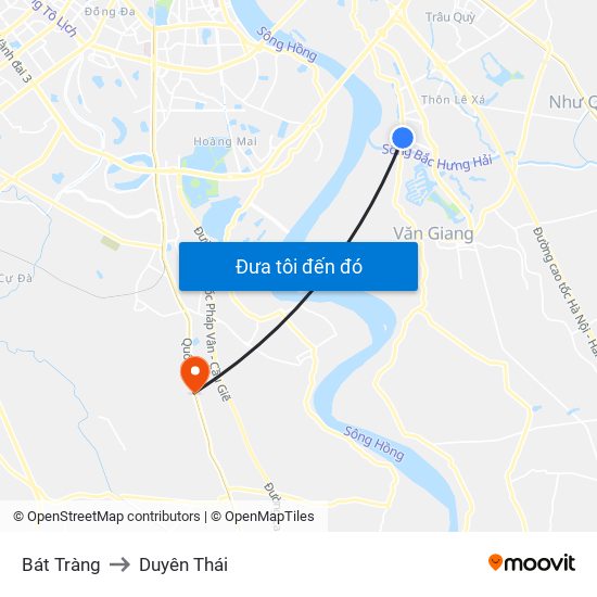 Bát Tràng to Duyên Thái map