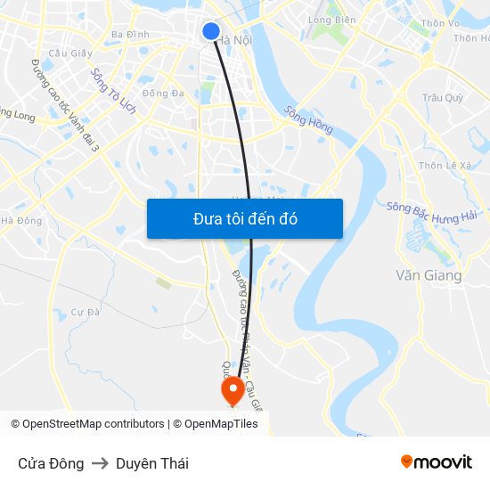 Cửa Đông to Duyên Thái map