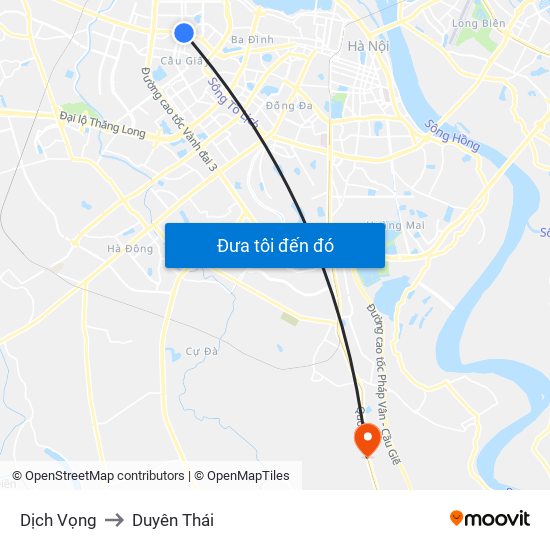 Dịch Vọng to Duyên Thái map