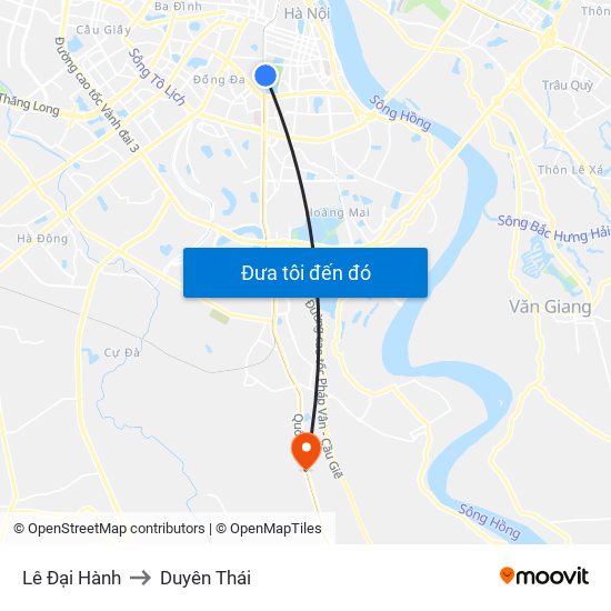 Lê Đại Hành to Duyên Thái map