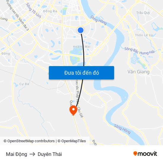 Mai Động to Duyên Thái map