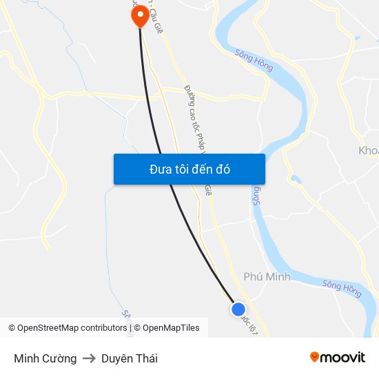 Minh Cường to Duyên Thái map