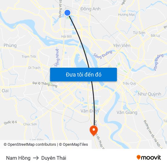 Nam Hồng to Duyên Thái map