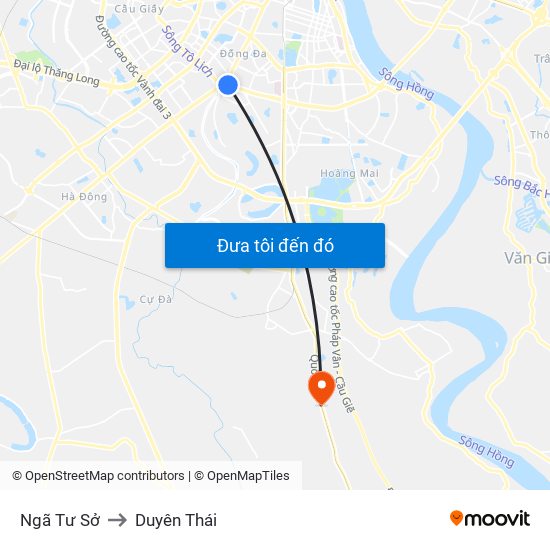 Ngã Tư Sở to Duyên Thái map