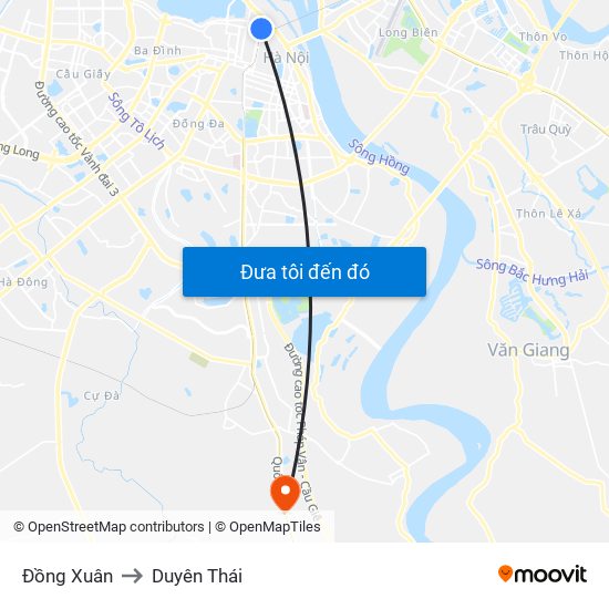 Đồng Xuân to Duyên Thái map