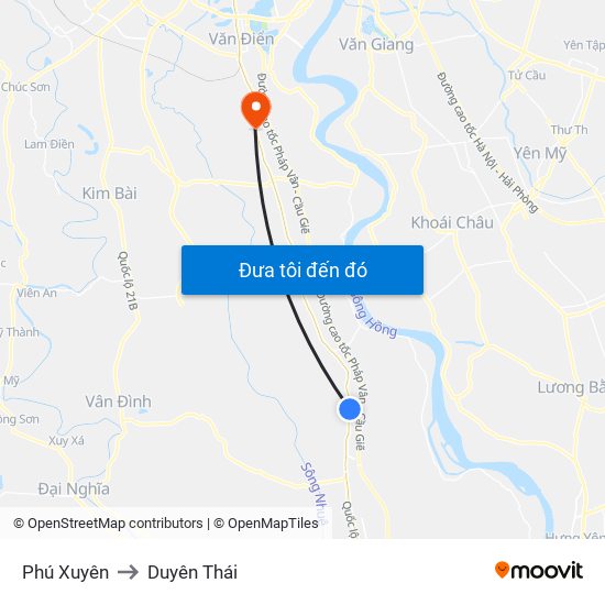 Phú Xuyên to Duyên Thái map