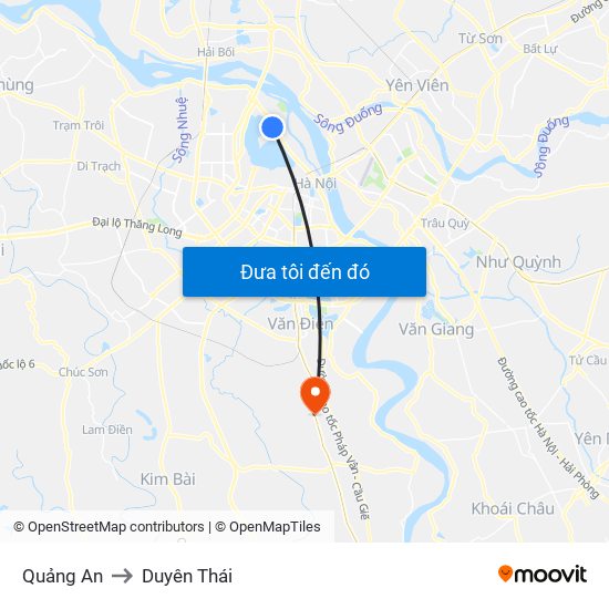 Quảng An to Duyên Thái map