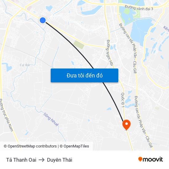 Tả Thanh Oai to Duyên Thái map