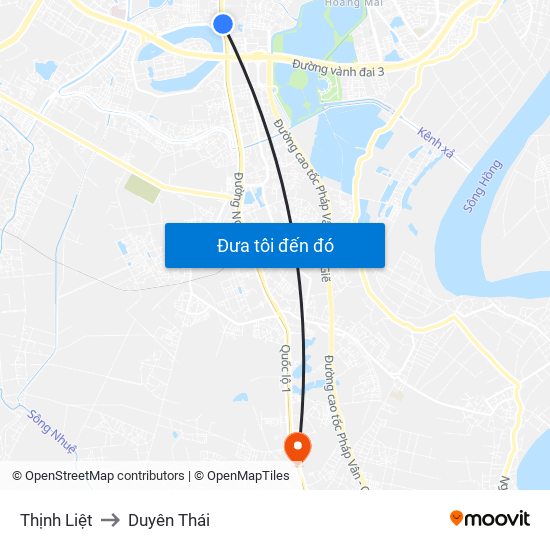 Thịnh Liệt to Duyên Thái map