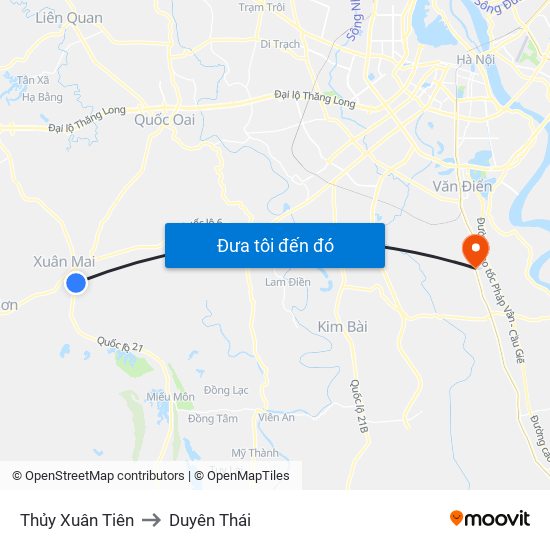 Thủy Xuân Tiên to Duyên Thái map