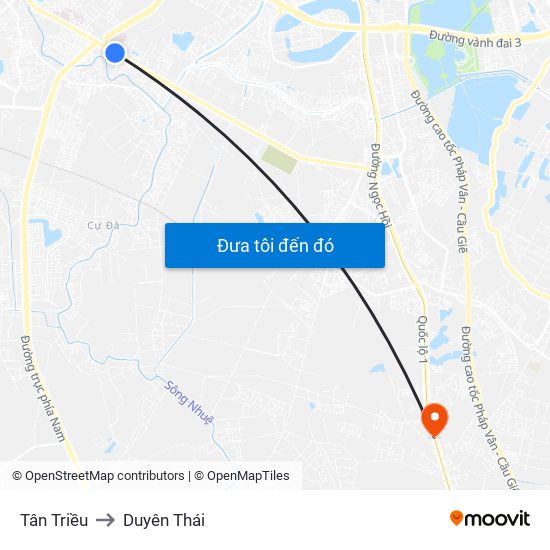 Tân Triều to Duyên Thái map