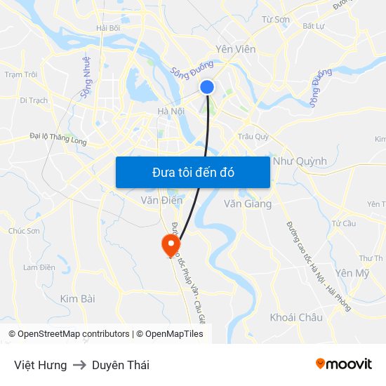 Việt Hưng to Duyên Thái map