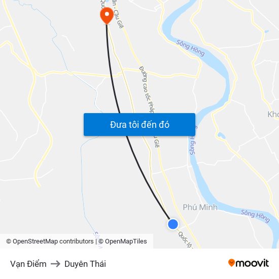 Vạn Điểm to Duyên Thái map