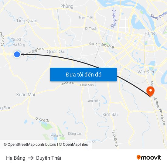 Hạ Bằng to Duyên Thái map