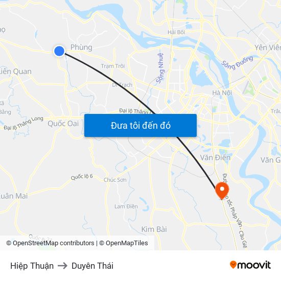 Hiệp Thuận to Duyên Thái map