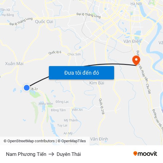 Nam Phương Tiến to Duyên Thái map