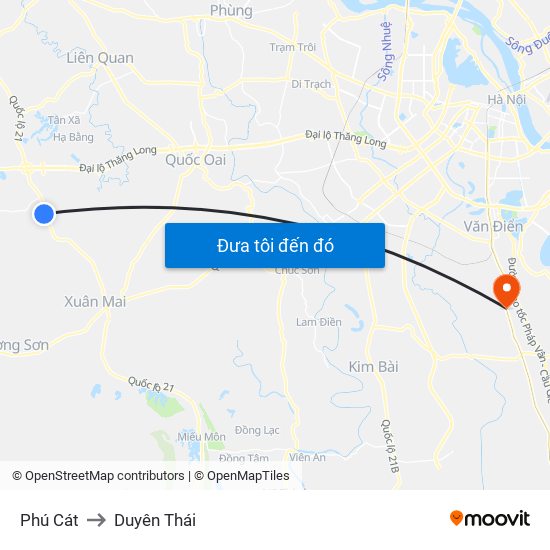 Phú Cát to Duyên Thái map