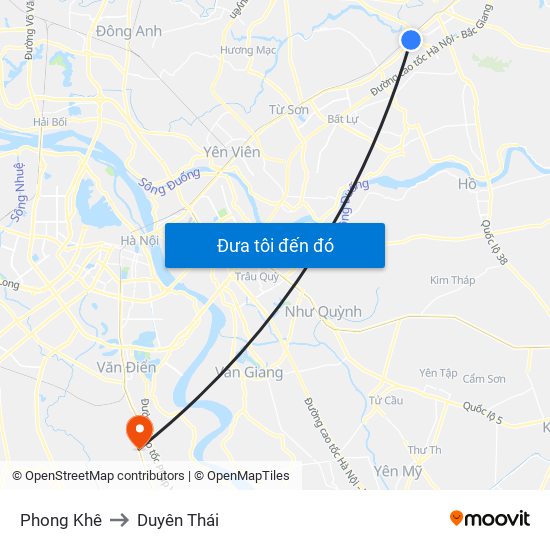 Phong Khê to Duyên Thái map