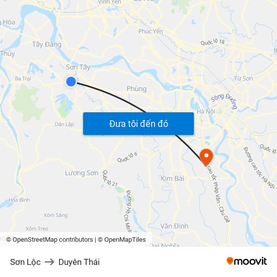 Sơn Lộc to Duyên Thái map