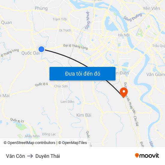 Vân Côn to Duyên Thái map