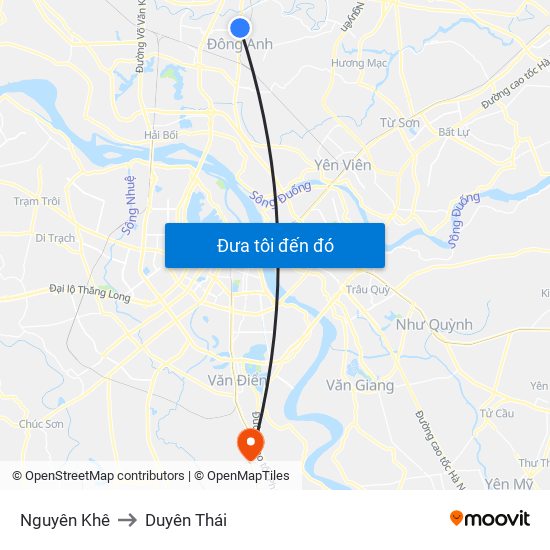 Nguyên Khê to Duyên Thái map