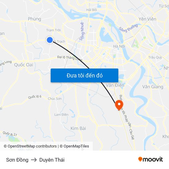 Sơn Đồng to Duyên Thái map