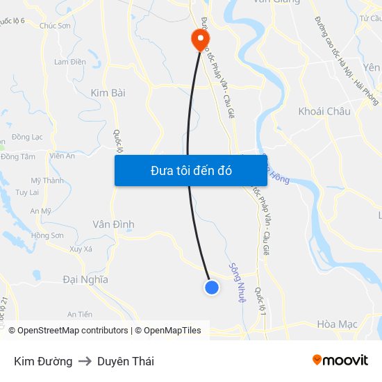 Kim Đường to Duyên Thái map