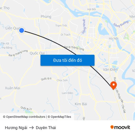 Hương Ngải to Duyên Thái map